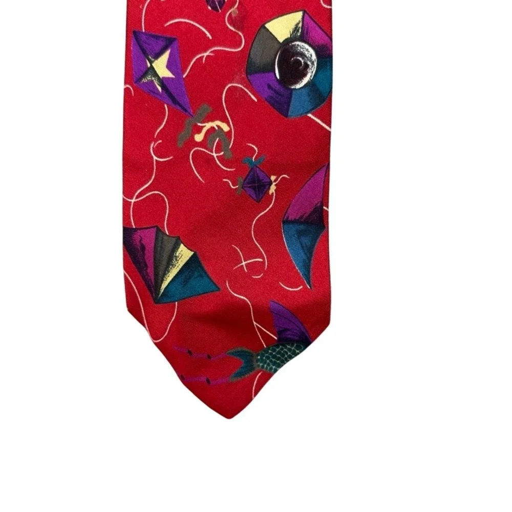 Brooks Brothers Makers Silk Tie Red Geometric Kite Abstract Pattern Mens USA